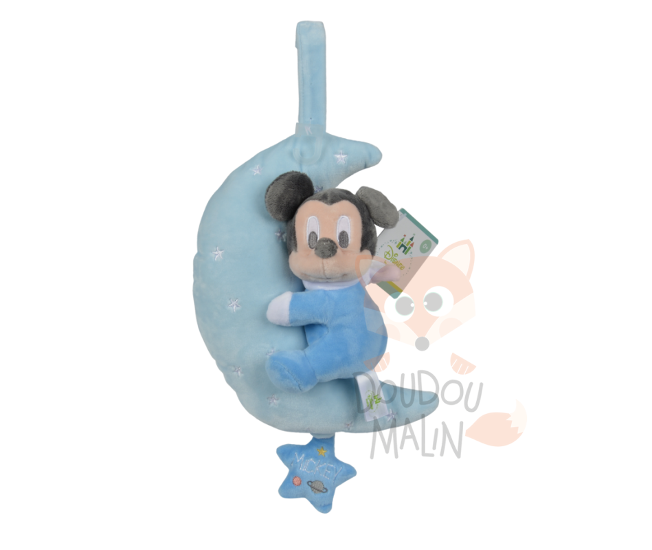  mickey souris boîte à musique lune bleu 30 cm 
